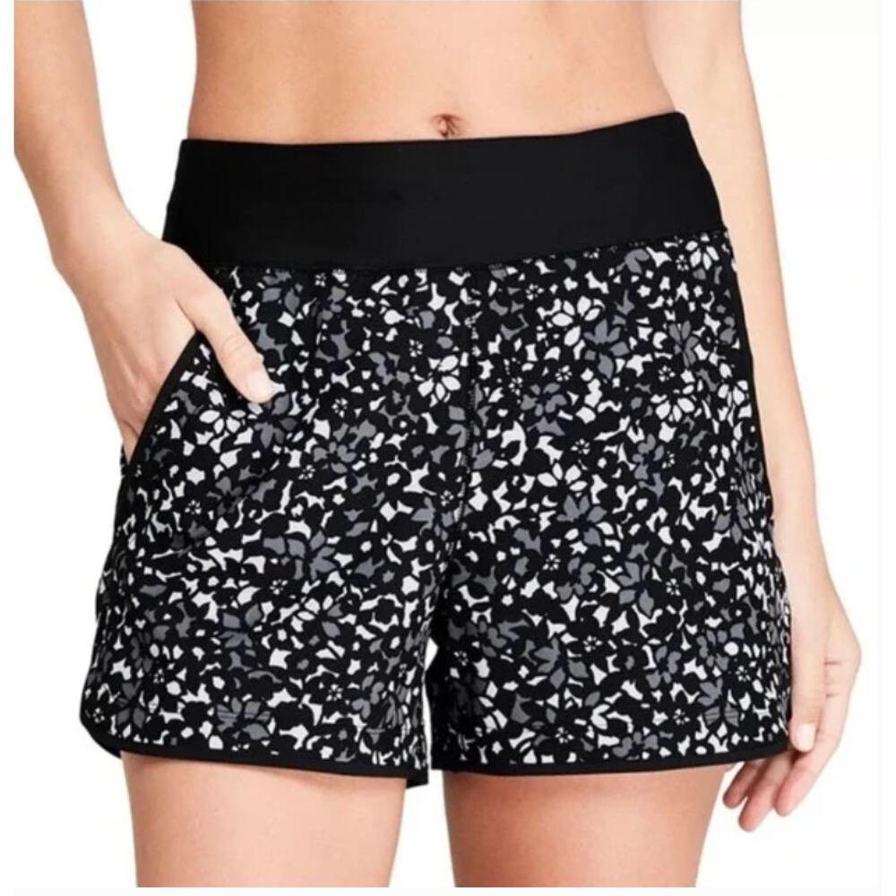 Lands’ End Drawstring Swim Bottoms Black Size 8